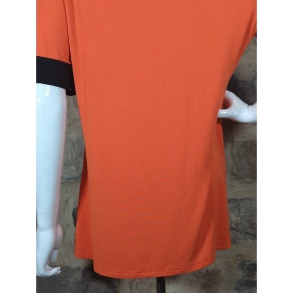 Sarin Mathews Top Orange Black Short Sleeve Round Neck Woman's Size Medium - Picture 7 of 12